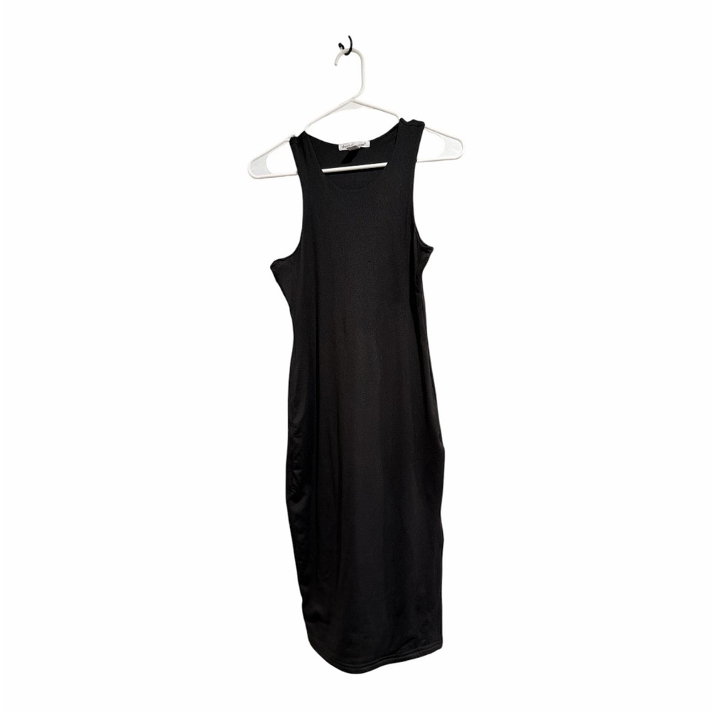 Charlotte Russe Black Sleeveless Midi Dress with Side Slit Size S